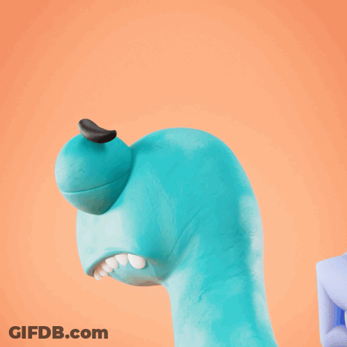 Blue Cartoon Character With Mustache And Big Eyes GIF