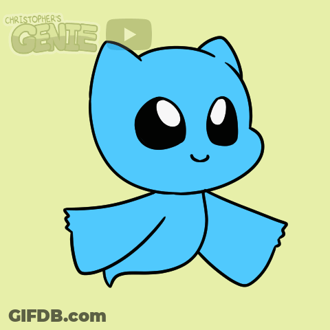 Blue Cartoon Character With Name Christopher's Genie GIF