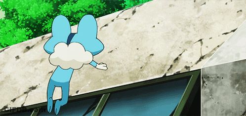 Blue Cartoon Character With White Cloud On Head GIF