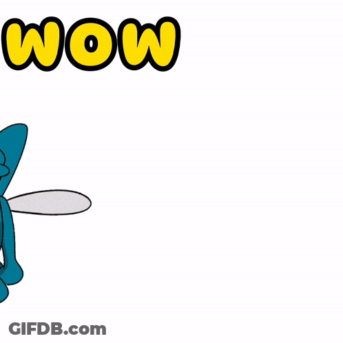 Blue Cartoon Character With Wow GIF