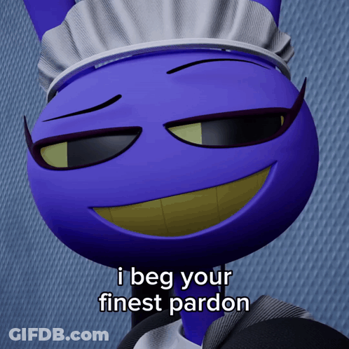 Blue Cartoon Maid Smiling I Beg Your Finest Pardon GIF
