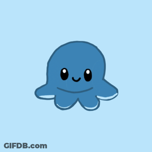 Blue Cartoon Octopus Saying Hi GIF