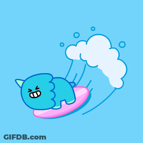 Blue Cartoon Rhino On Blue Wave GIF