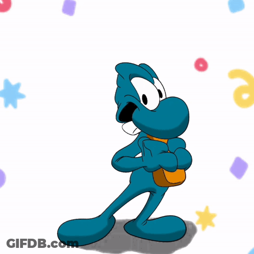 Blue Cartoon Saying Happy Weekend GIF