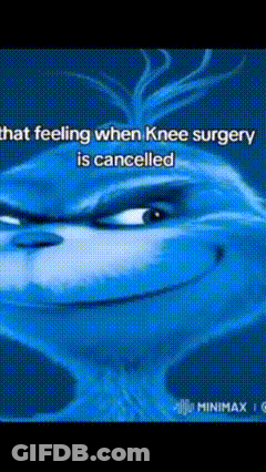 Blue Cartoon That Feeling When Knee Surgery Cancelled GIF