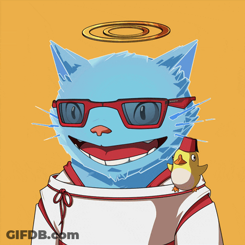 Blue Cat Anime Smoking GIF