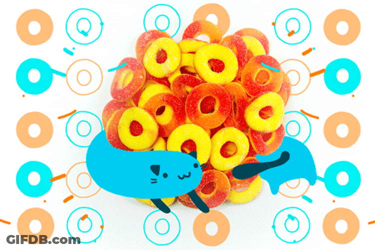 Blue Cat Crawling Around Ring Gummies GIF