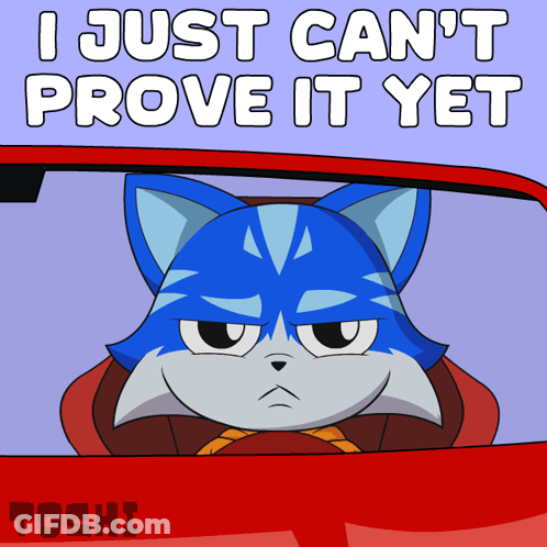Blue Cat Driving Red Car Saying I Just Can't Prove It Yet GIF