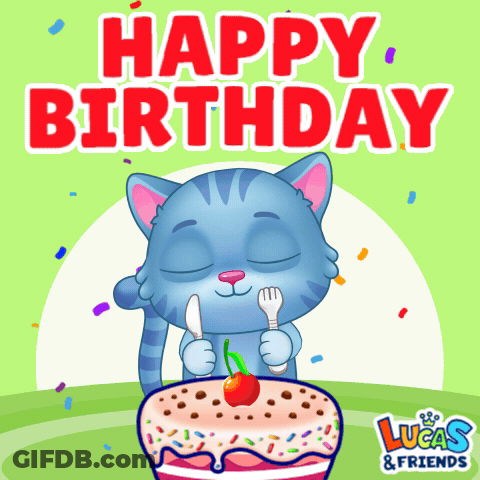 Blue Cat Holding Knife And Fork GIF