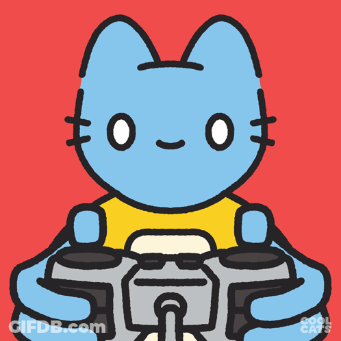 Blue Cat Holding Video Game Controller Cool Cats GIF