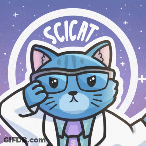 Blue Cat In Glasses And Lab Coat Scicat GIF