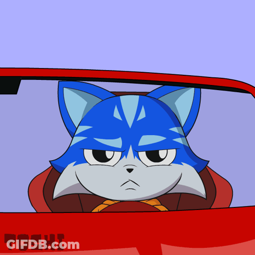 Blue Cat In Red Car With Toshi GIF