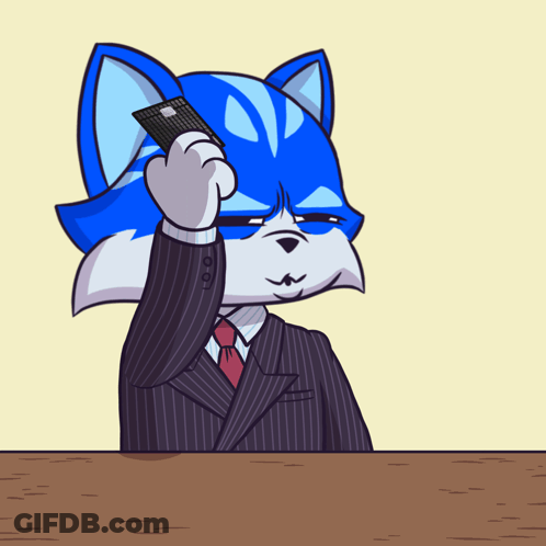 Blue Cat In Suit And Tie Holding Credit Card GIF