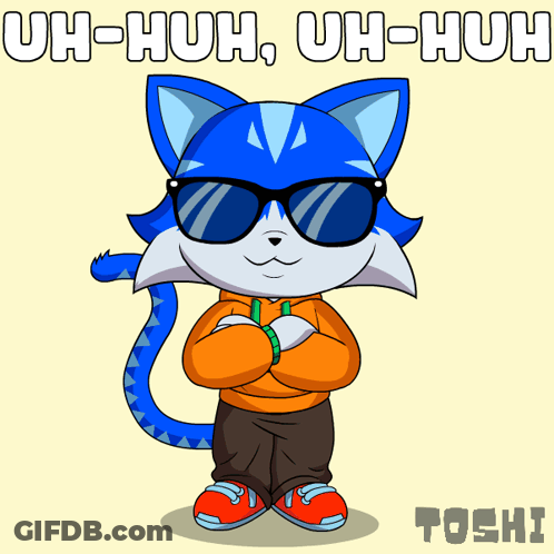 Blue Cat In Sunglasses Saying Uh-Huh Uh-Huh GIF