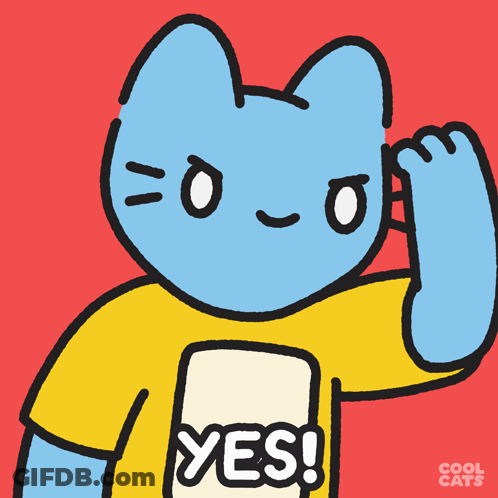 Blue Cat In Yellow Shirt Saying Yes GIF