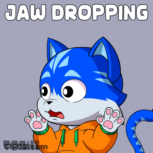 Blue Cat Jaw Dropping GIF