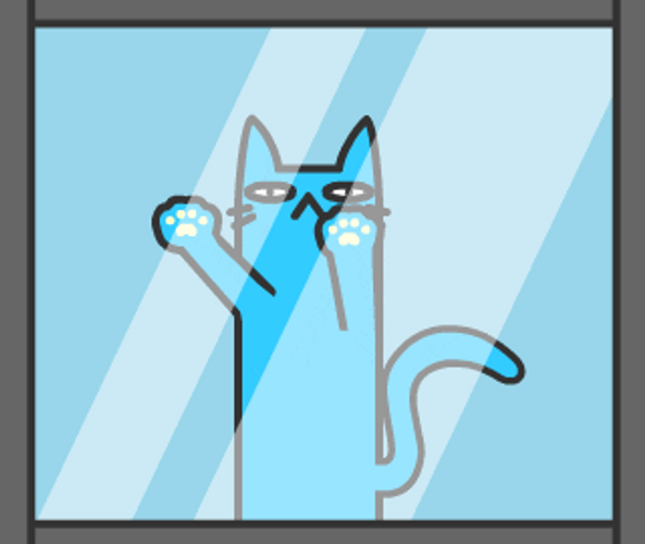 Blue Cat Knocking Let Me In Meme GIF