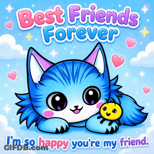 Blue Cat Laying Next To Yellow Bee Best Friends Forever GIF
