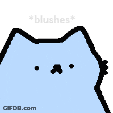 Blue Cat Pixel Art Blushing GIF