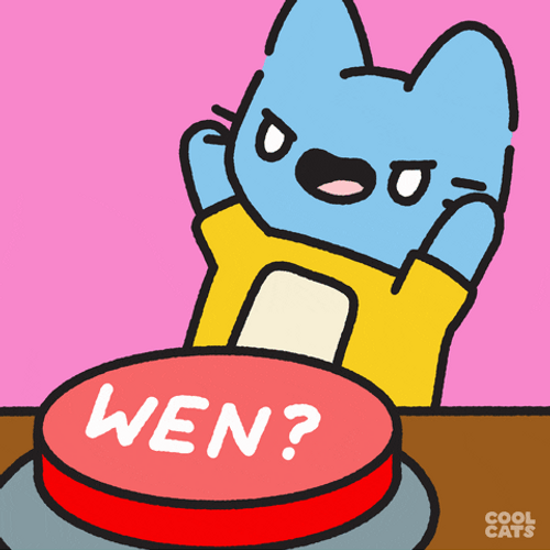 Blue Cat Pushing Wen Button GIF