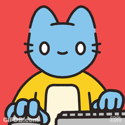 Blue Cat Sitting At Keyboard GIF