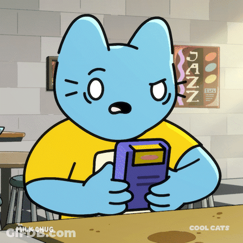 Blue Cat Sitting At Table With Jazz Poster GIF