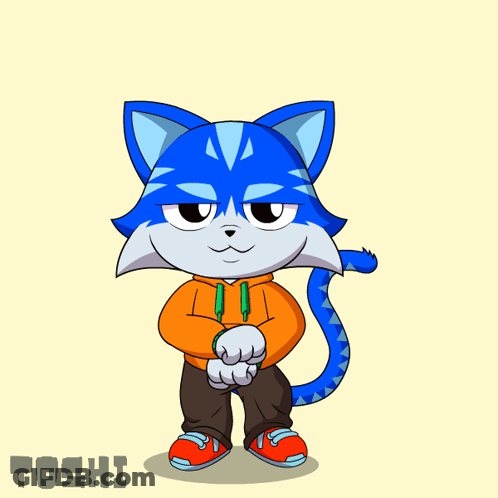 Blue Cat Wearing Hoodie GIF