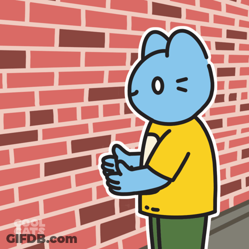 Blue Cat With Cool Cats On Brick Wall GIF