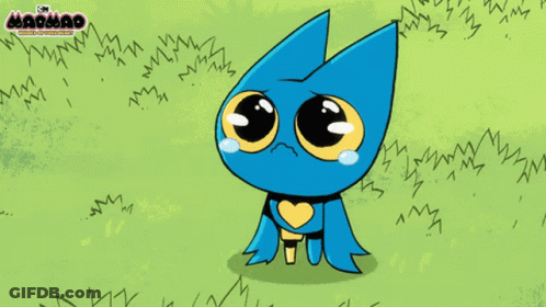 Blue Cat With Heart Saying Mao Mao GIF