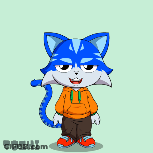Blue Cat With Name Toshi GIF