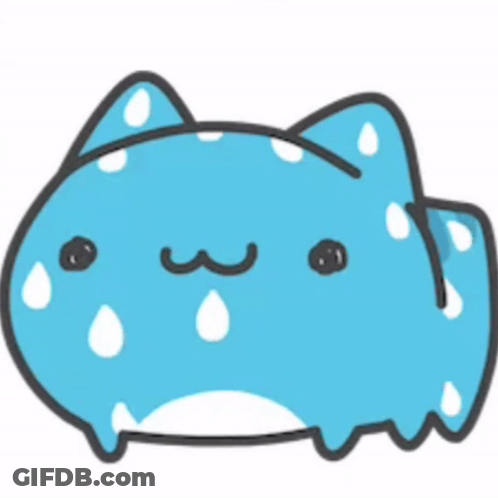 Blue Cat With Sweat Drops GIF