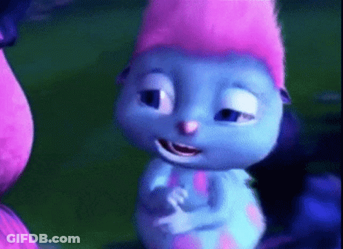 Blue Caterpillar With Pink Hat Smiling GIF