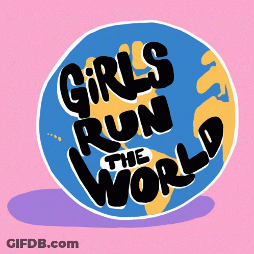 Blue Circle Saying Girls Run The World GIF