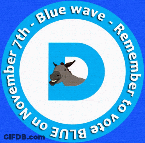 Blue Circle With Donkey Saying Blue Wave Remember To Vote Blue GIF