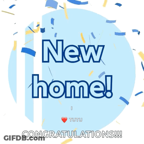 Blue Circle With New Home Text GIF