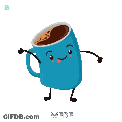 Blue Coffee Cup With Arms And Legs Saying Good Morning GIF