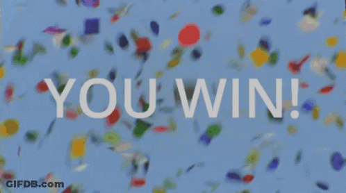 Blue Confetti Background Saying You Win GIF