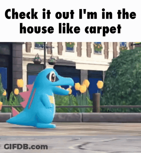 Blue Crocodile Walking With Check It Out Caption GIF