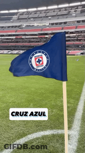 Blue Cross Flag On Soccer Field GIF