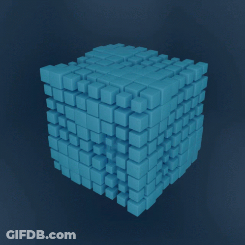 Blue Cube Made Of Blue Cubes GIF
