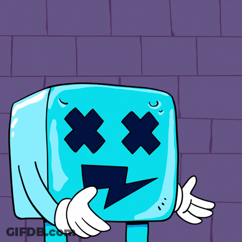 Blue Cube With Lightning Bolt On Its Face GIF