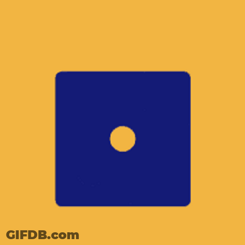 Blue Dice Yellow Dots Spinning Animation GIF
