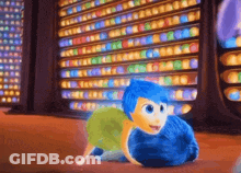 Blue Dinosaur Lying Next To Food GIF