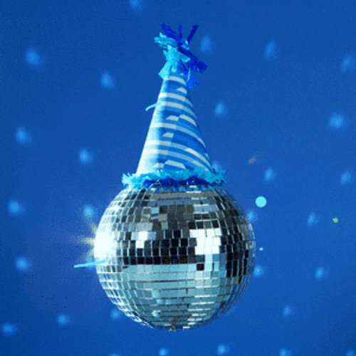 Blue Disco Ball Party Hat GIF