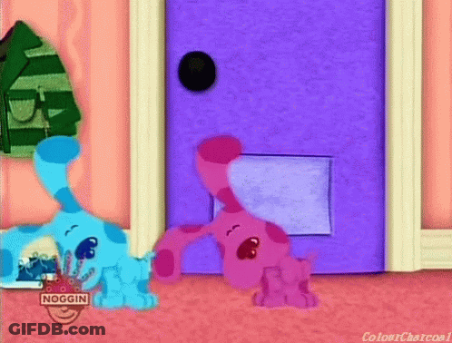 Blue Dog And Pink Dog By Purple Door GIF