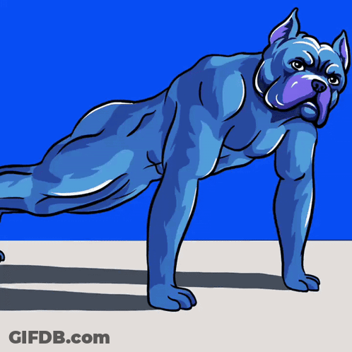 Blue Dog Doing Push Up GIF