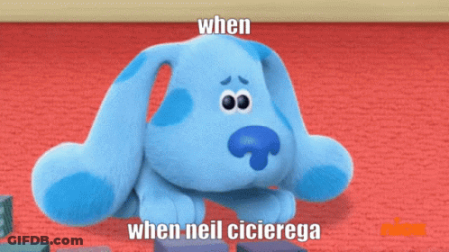 Blue Dog From Blue's Clues Sitting On Red Carpet GIF