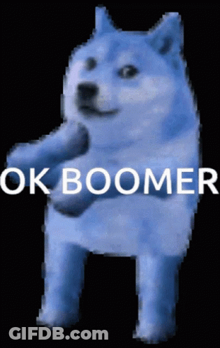 Blue Dog Saying Ok Boomer GIF