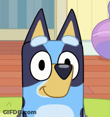 Blue Dog With Yellow Nose Smiling GIF
