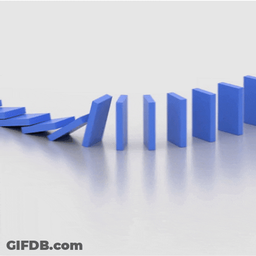 Blue Domino Tiles Dropping Down GIF